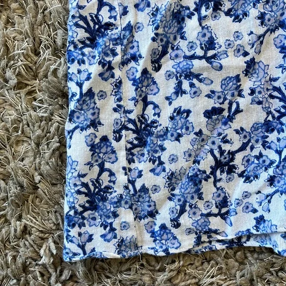 REBECCA TAYLOR Aimee Off Shoulder Blue & White Cotton Floral Top - Picture 11 of 13